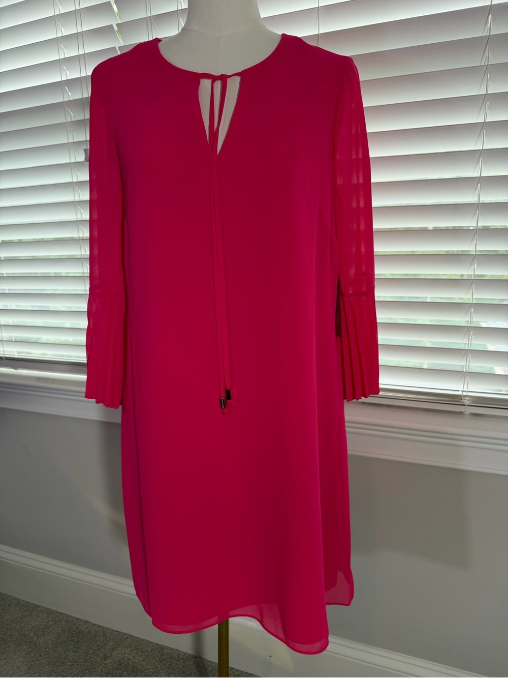 Vince Camuto Fuchsia Tie-Neck Midi Dress